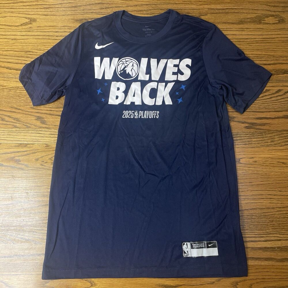 Minnesota Timberwolves Wolves Back Playoff Shirt Nike Large XL NBA Basketball
